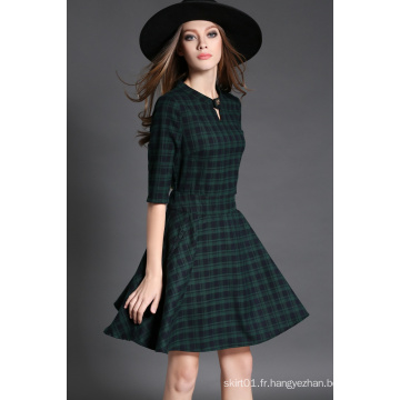 OEM 2016 Style européen Fashion Plaid Dress pour Lady